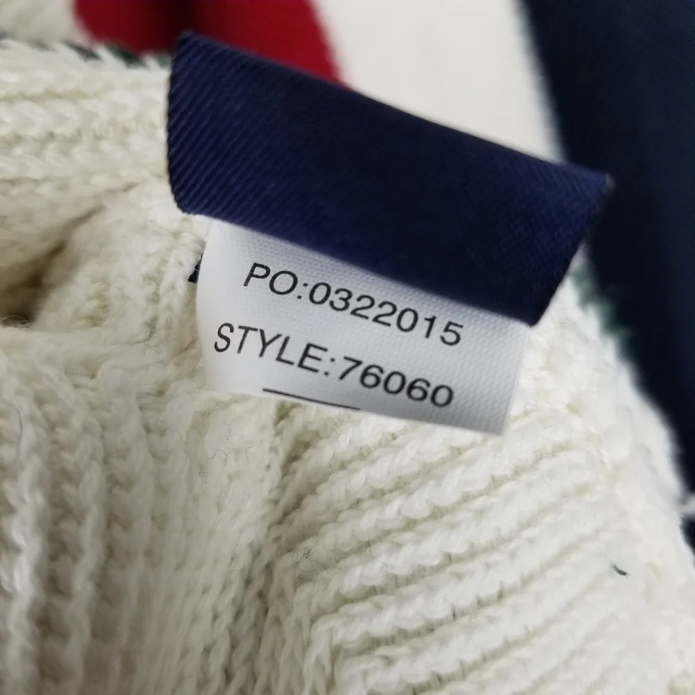 Ralph Lauren X Chaps Sweater Crest Crew Horizontal Stripe Multi Color Cotton NWT